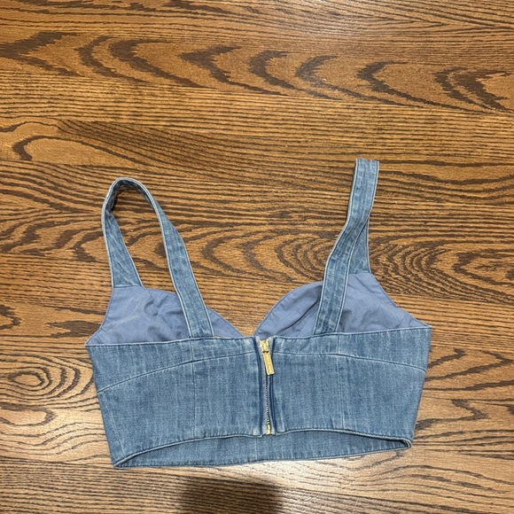 Michael Kors Blue Denim Crop Top - Picture 2 of 3